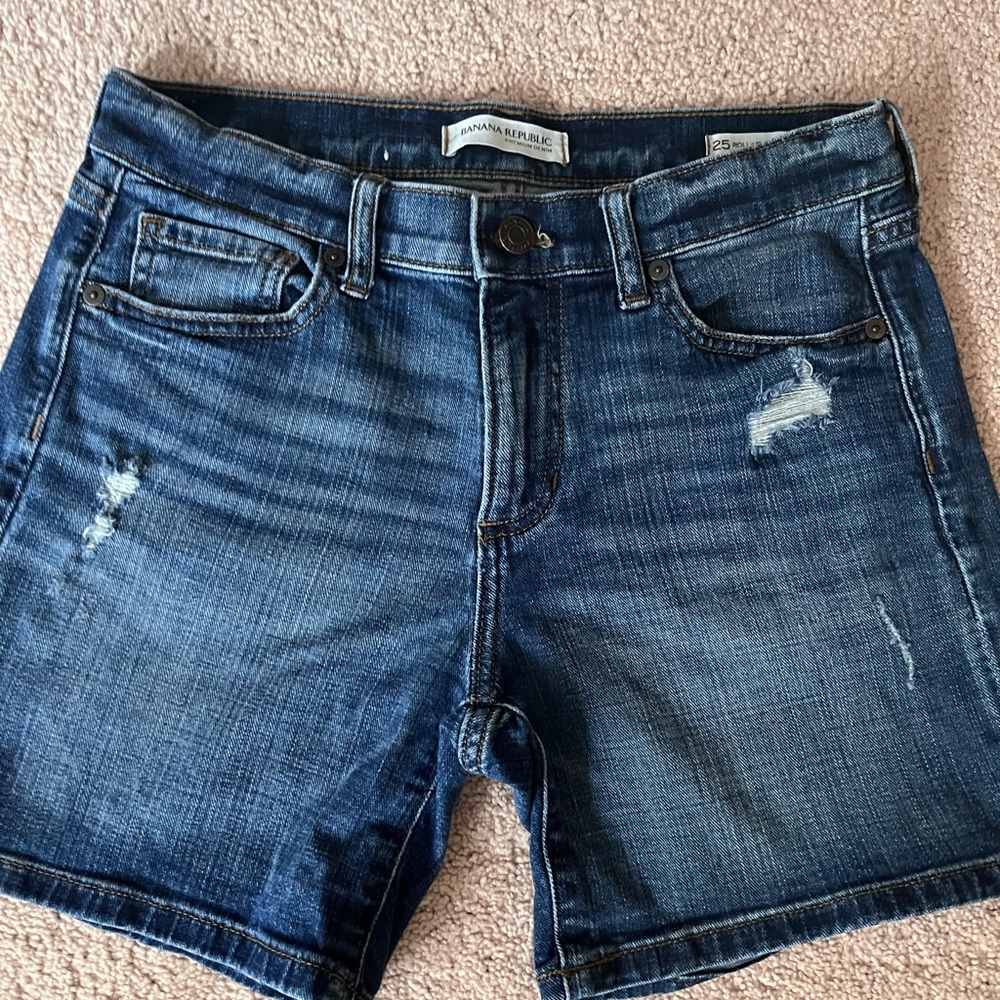Banana Republic Distressed Blue Jean Shorts